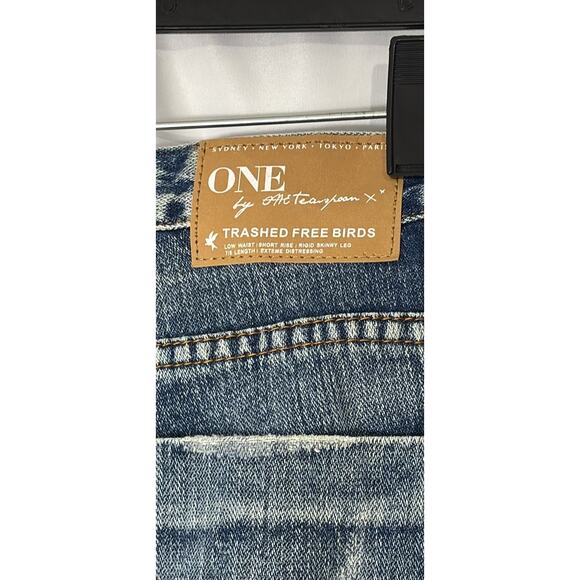 One Teaspoon Free Birds Distressed Jeans 28 Super Ripped low waist, short rise - Picture 6 of 7
